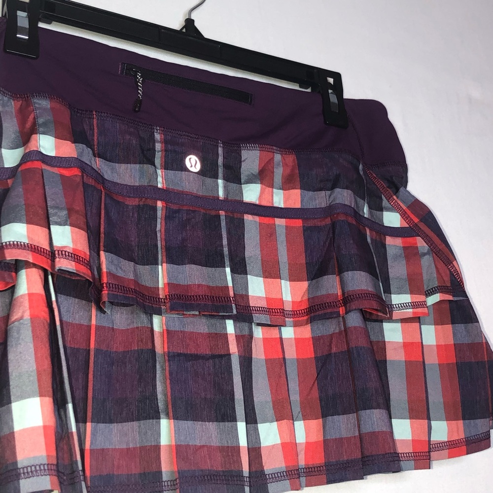 Lululemon Run Pace Setter Skirt Wheezy Check SZ 10
